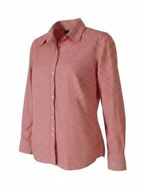 GAP Pink and White Gingham Stretch Shirt